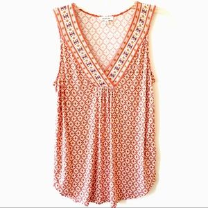Surplice Print V Neck Sleeveless Top - (S)